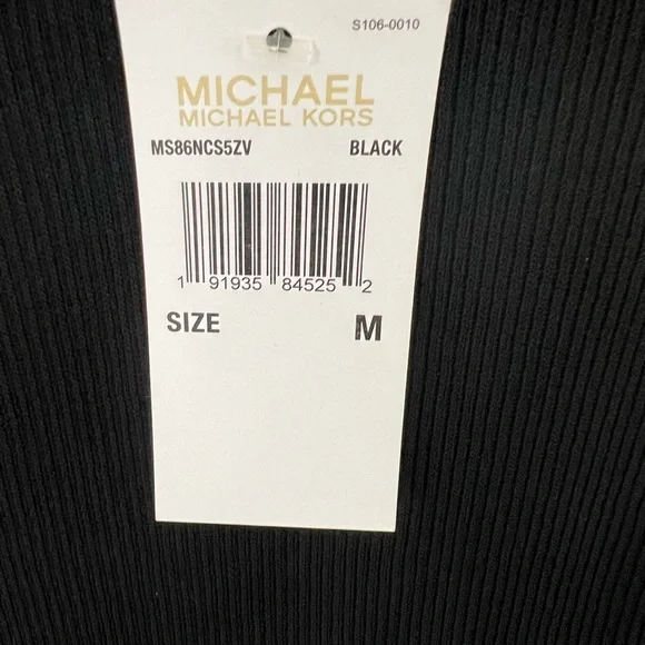 MICHAEL KORS Black Ribbed Knit Sleeveless Tank Top Medium - Picture 5 of 10